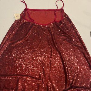 Free people sequin slip dress red size large